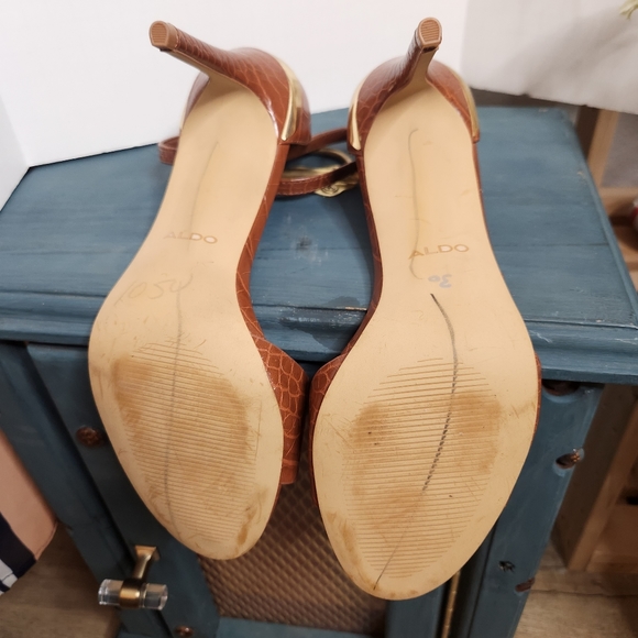 Aldo Brown Kalanda Sandals 4" Heels Size 9.5 M - Picture 7 of 8